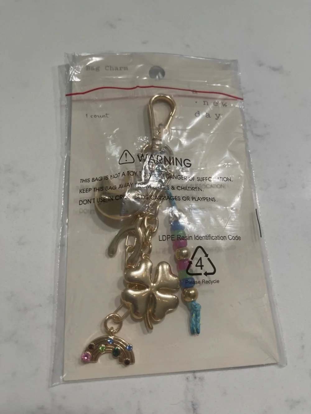 NWT Gold-Tone Wishbone Clover Bag Charm - A New Day - Picture 2 of 4
